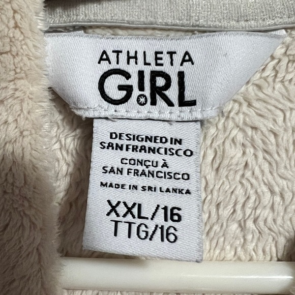 Athleta Girl Feelin’ Great Hoodie Girl’s XXL/16 cream. long sleeve thumb holes - Picture 9 of 9